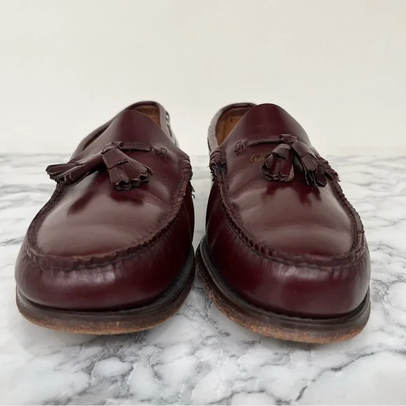 GH Bass Weejuns Classic Brown/Burgandy Leather Tassel Loafers Mens 10 D